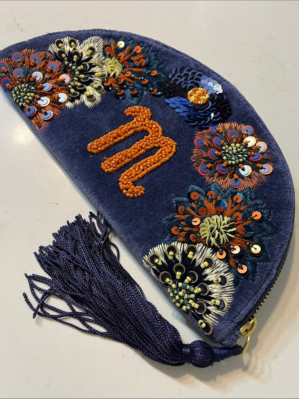 Anna Harlow Russo Beaded Clutch Anthropologie Letter M